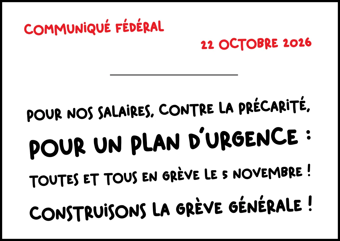 Pour nos salaires, contre la précarité, pour un plan d’urgence : toutes et tous en grève le 5 novembre ! Construisons la grève générale !