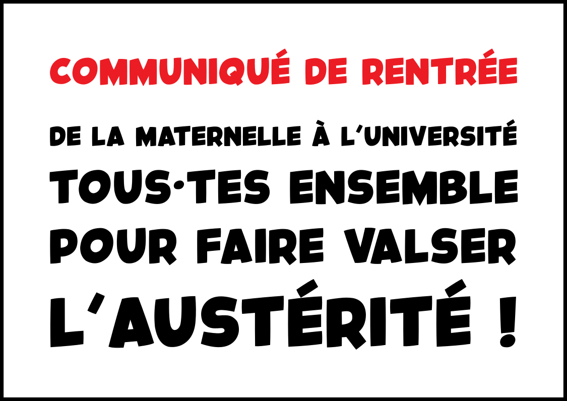 De la maternelle à l’université : tous·tes ensemble pour faire valser l’austérité !